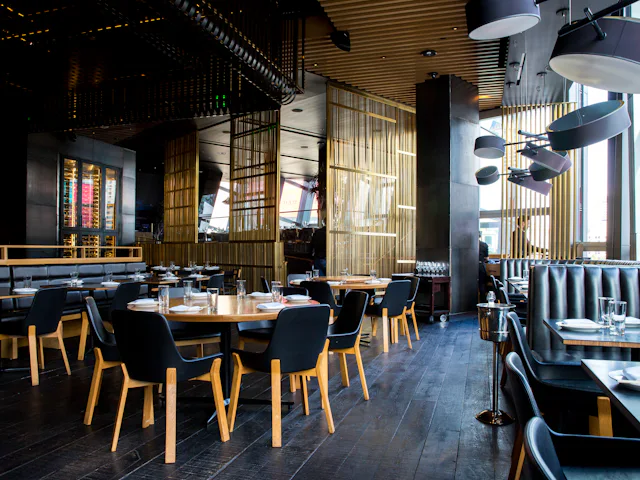 The dining room of a fine-dining restaurant